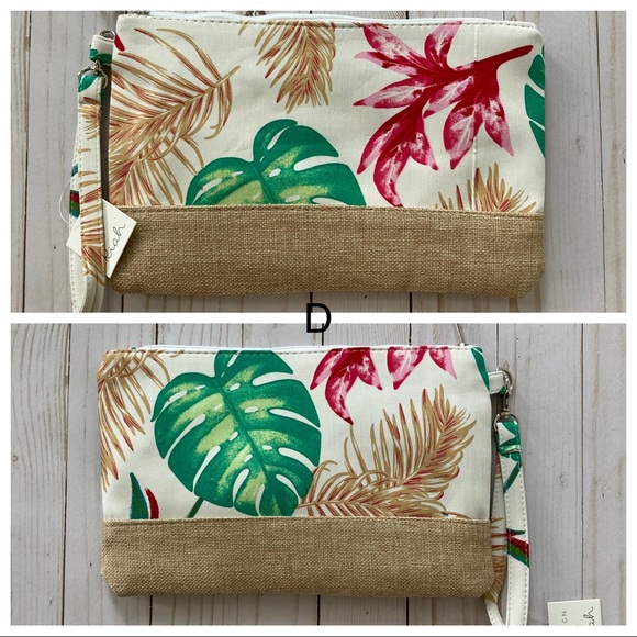 Monstera/Palm Leaf/Floral Print Wristlet/Cosmetic Bag - Picture 8 of 8